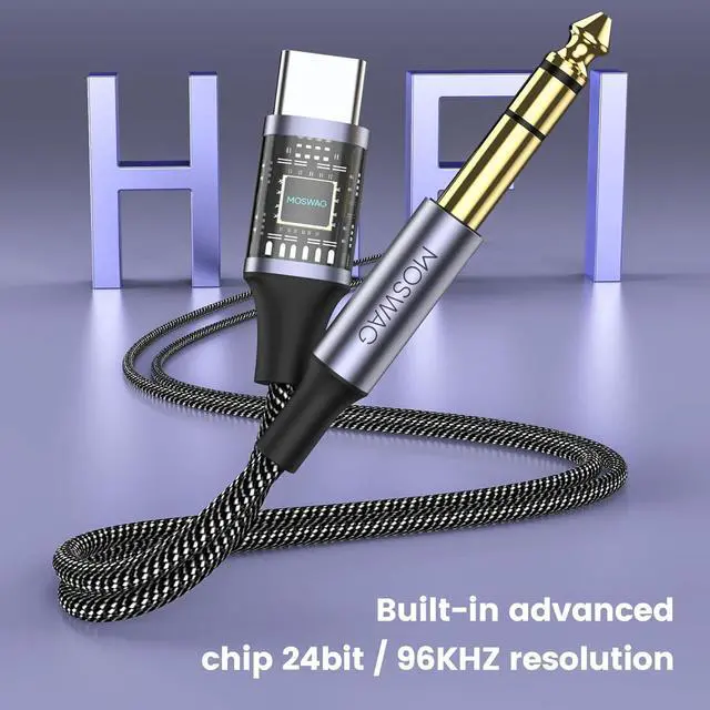 Alt view image 4 of 6 - USB C to 6.35mm 1/4 inch TRS Cable 3.28FT/1M Type C to 1/4 Audio Adapter Aux Jack Stereo Cable for Phones Amplifier Speaker Headphone Mixing Console (No Recording Support)