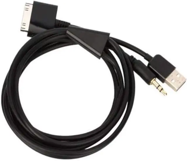 Main image of JIMAT 30 Pin to AUX USB Dock Connector to 3.5mm Jack Audio AUX-in Car Stereo Auxiliary Cable | Data Sync Transfer & Charging | Compatible for iPod iPhone 3 4 4S iPad 2 3 |