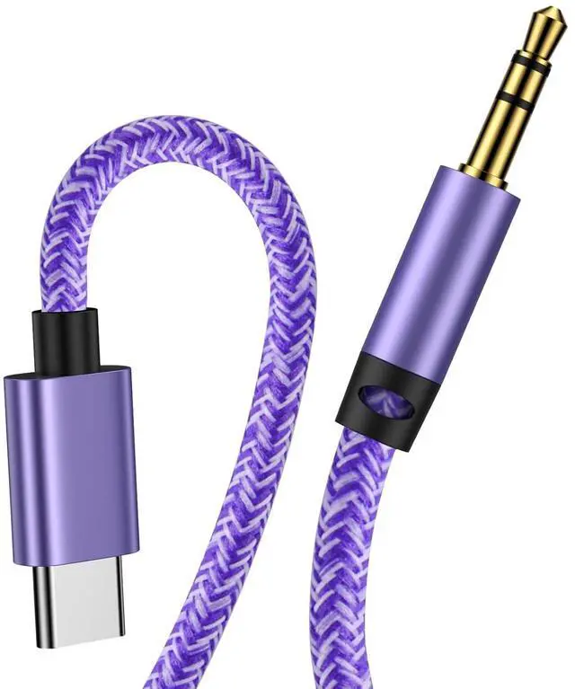 Main image of Aux to USB C 3.3FT Type C to 3.5mm Audio Aux Jack Cable Compatible for Google Pixel 10 Pro Fold 10 Pro XL 9 Pro XL 8 7 USB C to 3.5mm Stereo Jack Cable Nylon Braided for Car/Headphones/Speakers Purple