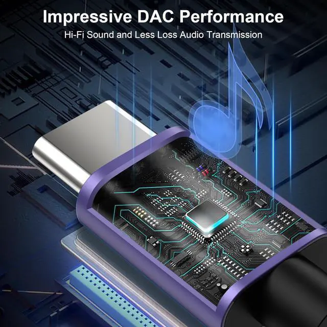 Alt view image 7 of 7 - Aux to USB C 3.3FT Type C to 3.5mm Audio Aux Jack Cable Compatible for Google Pixel 10 Pro Fold 10 Pro XL 9 Pro XL 8 7 USB C to 3.5mm Stereo Jack Cable Nylon Braided for Car/Headphones/Speakers Purple