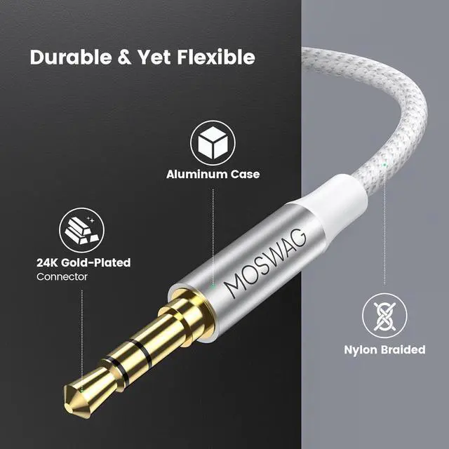 Alt view image 6 of 6 - 10FT/3Meter 3.5mm Extension Cable Audio Male to Female Stereo Extension Adapter Nylon Braided Cord Compatible for Home/Car Stereos Smartphones Headphones Tablets Media Players and More