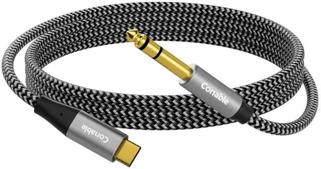 Main image of USB C to 6.35mm TRS Stereo Audio Cable 8 FT USB Type-C to 1/4 Audio Adapter Aux Jack Stereo Cord Gold-Plated Connector Nylon Braided Jacket DAC Chip Hi-Fi Sound Quality Not for Recording