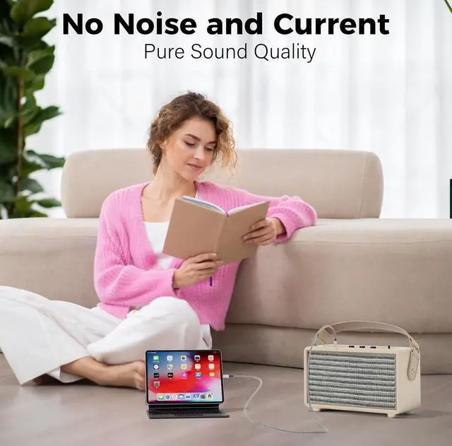 Alt view image 4 of 7 - USB C to 6.35mm TRS Stereo Audio Cable 8 FT USB Type-C to 1/4 Audio Adapter Aux Jack Stereo Cord Gold-Plated Connector Nylon Braided Jacket DAC Chip Hi-Fi Sound Quality Not for Recording