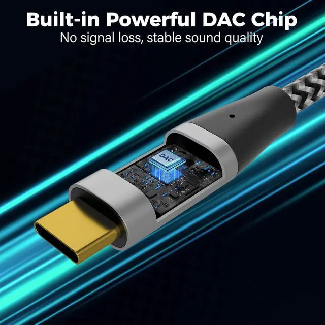 Alt view image 6 of 7 - USB C to 6.35mm TRS Stereo Audio Cable 8 FT USB Type-C to 1/4 Audio Adapter Aux Jack Stereo Cord Gold-Plated Connector Nylon Braided Jacket DAC Chip Hi-Fi Sound Quality Not for Recording