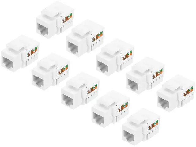 Main image of 10 Pack RJ45 Cat 6 Ethernet Jack Cat6 Coupler Connector Adapter Network Insert for Cat6 Cable White
