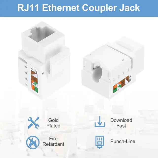 Alt view image 3 of 6 - 10 Pack RJ45 Cat 6 Ethernet Jack Cat6 Coupler Connector Adapter Network Insert for Cat6 Cable White