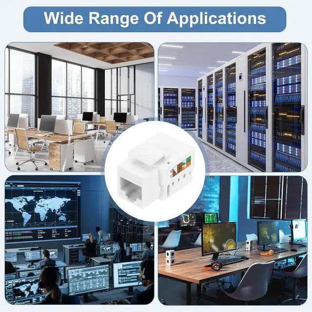 Alt view image 5 of 6 - 10 Pack RJ45 Cat 6 Ethernet Jack Cat6 Coupler Connector Adapter Network Insert for Cat6 Cable White