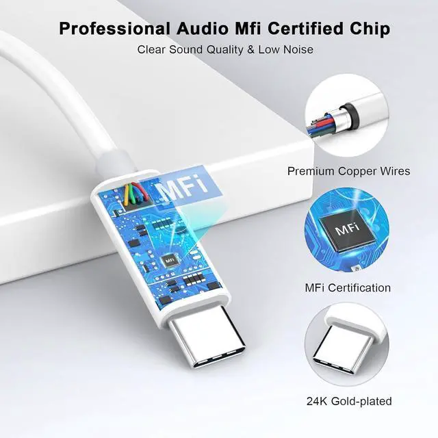 Alt view image 4 of 7 - [ MFi Certified] USB C AUX Cord for Car Stereo iPhone 17 Type C to 3.5mm AUX Audio Cable Support All iOS Compatible for iPhone 17 16 Pro Max/15 Plus iPad Galaxy Pixel Home Stereo/Headphone