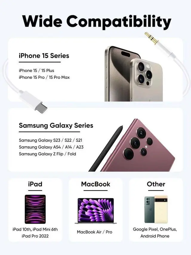 Alt view image 7 of 7 - [ MFi Certified] USB C AUX Cord for Car Stereo iPhone 17 Type C to 3.5mm AUX Audio Cable Support All iOS Compatible for iPhone 17 16 Pro Max/15 Plus iPad Galaxy Pixel Home Stereo/Headphone