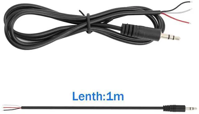 Alt view image 2 of 7 - 2PCS 3.2Ft 3.5mm 1/8 Stereo Audio Male Plug to Bare Wire Open End Cable TRS 3Pole Jack Connector Pigtail Cable for Headphone Headset Earphone DIY Repair Replacement