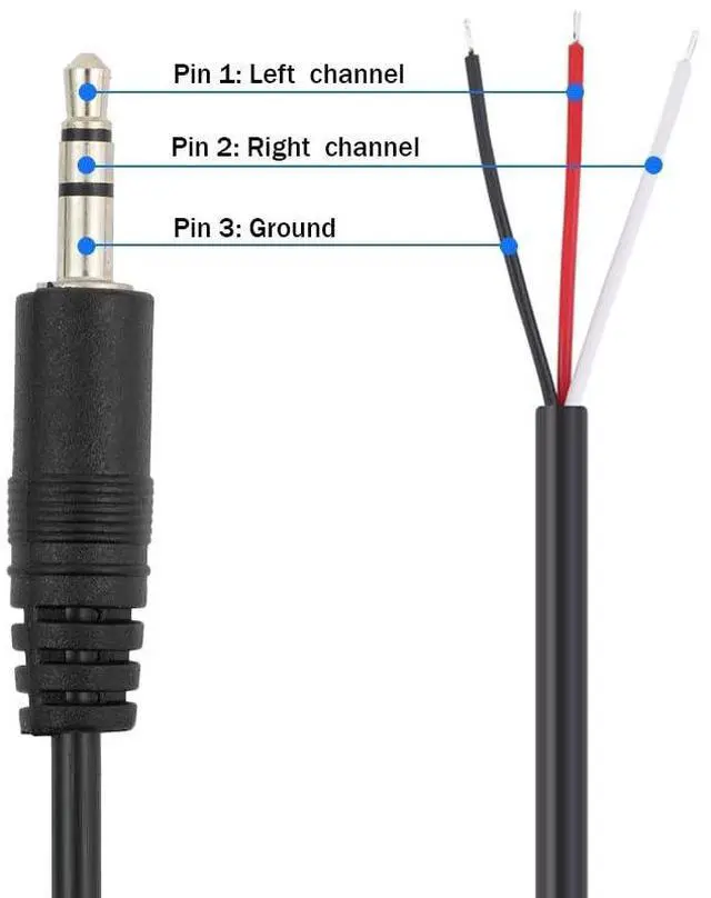 Alt view image 3 of 7 - 2PCS 3.2Ft 3.5mm 1/8 Stereo Audio Male Plug to Bare Wire Open End Cable TRS 3Pole Jack Connector Pigtail Cable for Headphone Headset Earphone DIY Repair Replacement