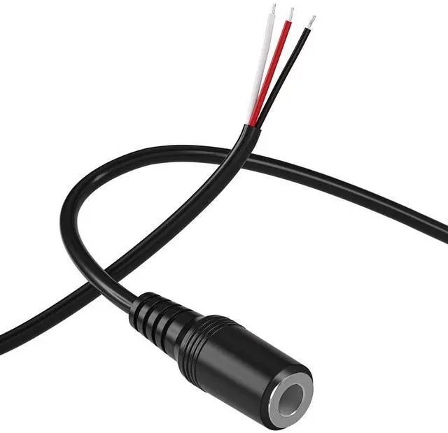 Main image of Replacement 3.5mm Female Jack to Bare Wire Open End TRS 3 Pole Stereo 1/8 3.5mm Jack Plug Connector 3.5mm Female Headphone Jack Aux Audio Cable for Headset Earphone Microphone Cable Repair 1FT