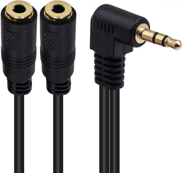 Alt view image 2 of 6 - 3.5mm Headphone Splitter Adapter Audio Splitter 3.5mm Male to 2 Female Cable 90 Degree Dual Headphone Adapter for PS4 PS5 Xbox PC Gaming Headsets Phone Tablet Laptop