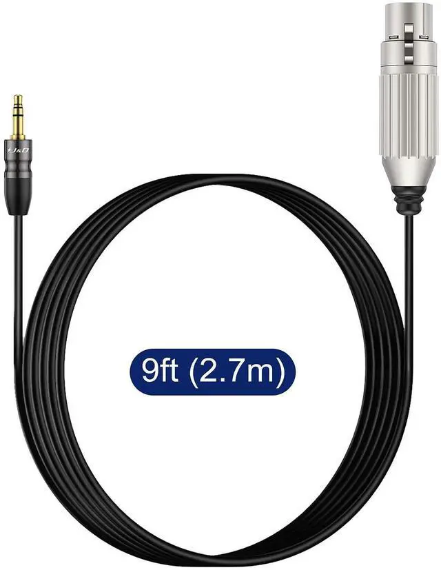 Alt view image 7 of 7 - XLR to 3.5mm Microphone Cable PVC Shelled XLR Female to 3.5mm 1/8 inch TRS Male Balanced Cable - 9 Feet for DSLR Camera Computer Sound Card