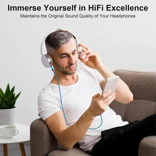 Alt view image 6 of 7 - USB C to 3.5mm Audio Aux Jack Cable 3.3FT for  Galaxy S25 FE/S25 Ultra/S24 FE/S23/S22/S21 Type C to 3.5mm Stereo Jack Cable Nylon Braided for iPhone 17 Pro Max 17 16 Pro 16e 15 Pro Max 15 Blue