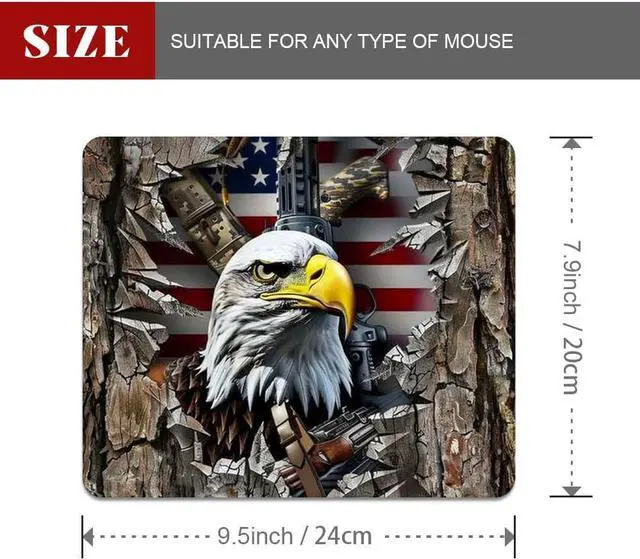Alt view image 2 of 7 - American Flag Eagle rip Oak camo (2) Square Mouse pad Texture Waterproof Anti Slip Rubber Base Computer Mouse pad Laptop Mouse pad