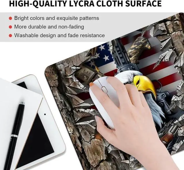 Alt view image 3 of 7 - American Flag Eagle rip Oak camo (2) Square Mouse pad Texture Waterproof Anti Slip Rubber Base Computer Mouse pad Laptop Mouse pad