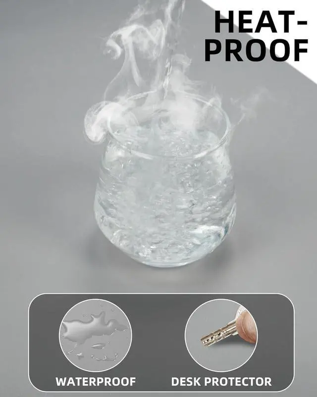 Alt view image 4 of 6 - Leather Desk Pad Protector Mouse Pad Office Mat Non-Slip PU Leather Blotter Laptop Pad Waterproof Writing Pad for Office and Home (Light Grey 31.5 x 15.7)