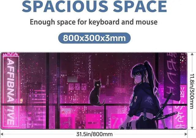 Alt view image 2 of 7 - Japanese Samurai Anime Mouse Pad Large Desk Mat Extended Keyboard Mouse Pad Gaming Mousepad with Non-Slip Base and Stitched Edge Anime Mouse Mat Desk Pad 31.5 X 11.8 In Mouse Pads for Desk Home Office