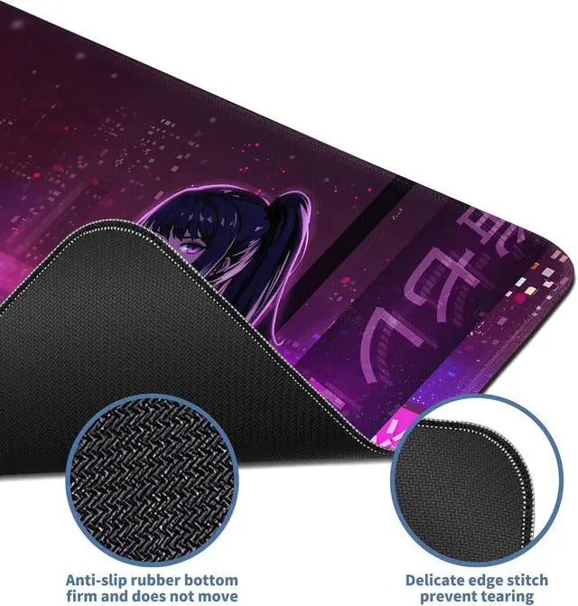 Alt view image 4 of 7 - Japanese Samurai Anime Mouse Pad Large Desk Mat Extended Keyboard Mouse Pad Gaming Mousepad with Non-Slip Base and Stitched Edge Anime Mouse Mat Desk Pad 31.5 X 11.8 In Mouse Pads for Desk Home Office