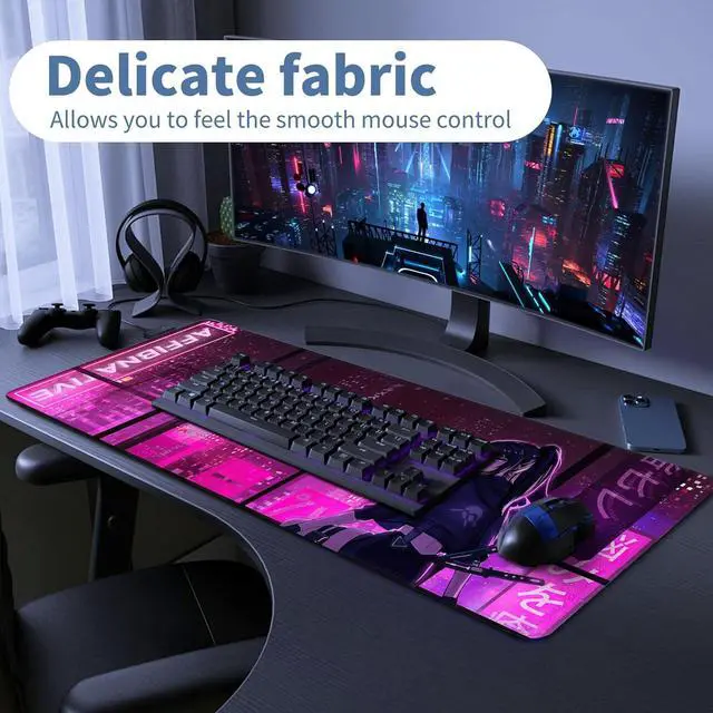 Alt view image 5 of 7 - Japanese Samurai Anime Mouse Pad Large Desk Mat Extended Keyboard Mouse Pad Gaming Mousepad with Non-Slip Base and Stitched Edge Anime Mouse Mat Desk Pad 31.5 X 11.8 In Mouse Pads for Desk Home Office