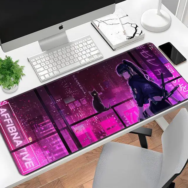 Alt view image 7 of 7 - Japanese Samurai Anime Mouse Pad Large Desk Mat Extended Keyboard Mouse Pad Gaming Mousepad with Non-Slip Base and Stitched Edge Anime Mouse Mat Desk Pad 31.5 X 11.8 In Mouse Pads for Desk Home Office