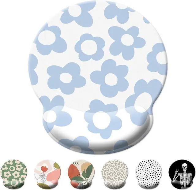 Main image of Blue Mouse Pad Wrist Support Ergonomic Mouse Pad with Wrist Rest Comfortable Mousepad with Smooth Wrist Rest Pain Relief Mouse Pads for Non-Slip Base Computer Laptop OfficeHome(Vintage Groovy Flower)
