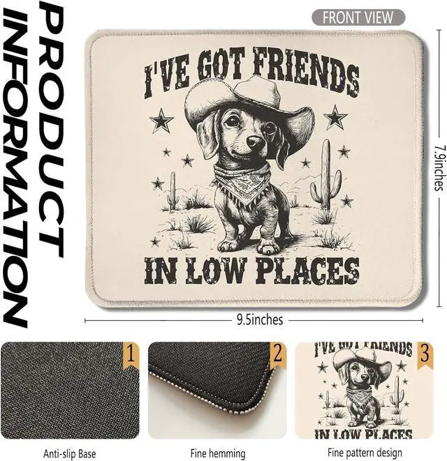 Alt view image 2 of 6 - Funny Dachshund Mouse Pad Dachshund Lover Gifts Vintage Western Cowboy Weiner Dog Mouse Pads for Wireless Mouse Computers Laptop Desk Accessories Doxie Gifts 9.5x7.9 Inch