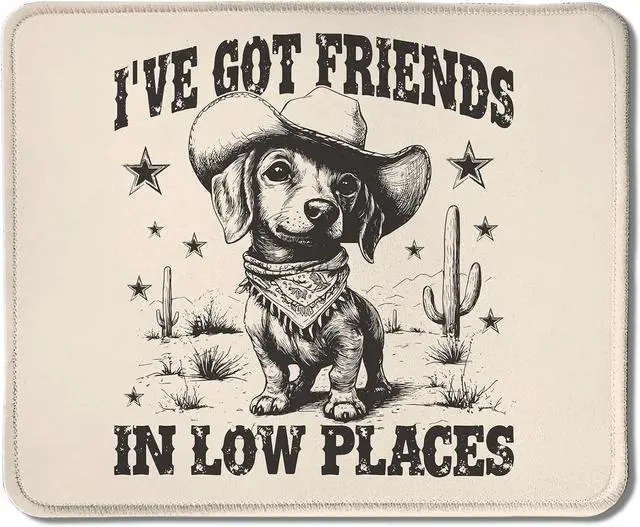 Main image of Funny Dachshund Mouse Pad Dachshund Lover Gifts Vintage Western Cowboy Weiner Dog Mouse Pads for Wireless Mouse Computers Laptop Desk Accessories Doxie Gifts 9.5x7.9 Inch
