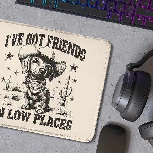 Alt view image 5 of 6 - Funny Dachshund Mouse Pad Dachshund Lover Gifts Vintage Western Cowboy Weiner Dog Mouse Pads for Wireless Mouse Computers Laptop Desk Accessories Doxie Gifts 9.5x7.9 Inch