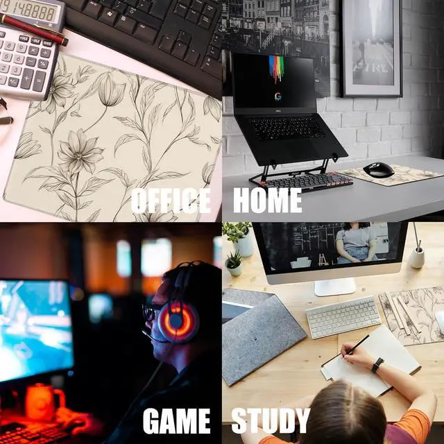 Alt view image 7 of 7 - Boho Minimalist Flowers Mouse Pad Mouse Pads for Desk Mouse Mat Square Waterproof Gaming Mouse Pad Anti-Slip Rubber Base MousePads for Office Laptop