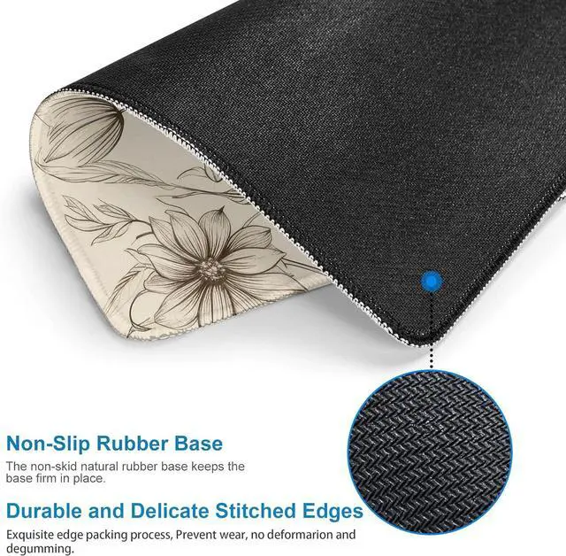 Alt view image 3 of 7 - Boho Minimalist Flowers Mouse Pad Mouse Pads for Desk Mouse Mat Square Waterproof Gaming Mouse Pad Anti-Slip Rubber Base MousePads for Office Laptop