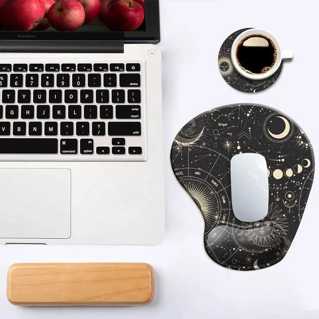 Alt view image 6 of 6 - Ergonomic Mouse Pad with Wrist Support Cute Mouse Pads with Non-Slip Rubber Base for Home Office Working Studying Easy Typing & Pain Relief Moon Sun
