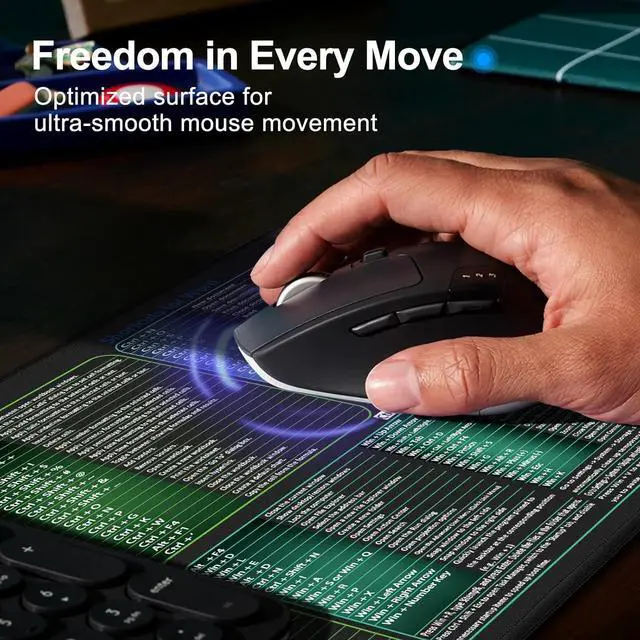 Alt view image 6 of 7 - excel&Word&Windows&powerpoint Cheat Sheet Mousepad Extra Large Office Desk Accessories Desk mat Office Keyboard Shortcuts Mouse pad Non-Slip for Computer Gaming Mouse pad 27.6x11.8