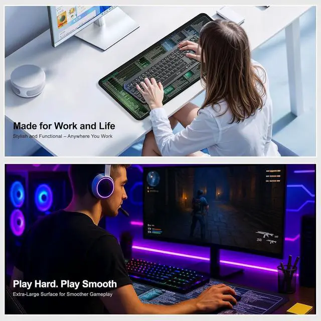 Alt view image 7 of 7 - excel&Word&Windows&powerpoint Cheat Sheet Mousepad Extra Large Office Desk Accessories Desk mat Office Keyboard Shortcuts Mouse pad Non-Slip for Computer Gaming Mouse pad 27.6x11.8