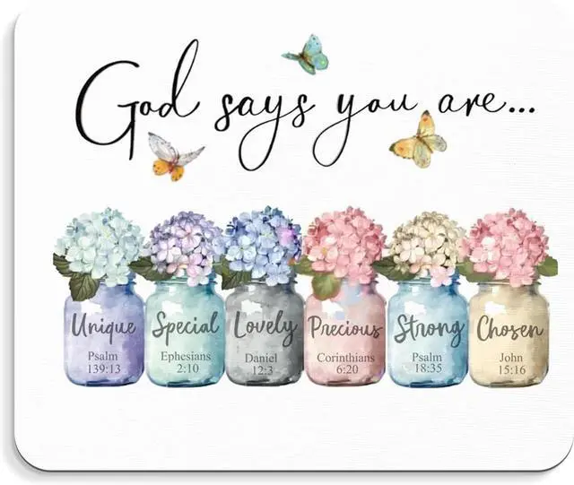 Main image of Inspirational Christian Mouse Pad - God Says You are Mousepad Motivational Christian Office Mouse Pad Bible Verse Desk Mousepad Gifts for Employees Coworker Gifts 9.5x8 Inches