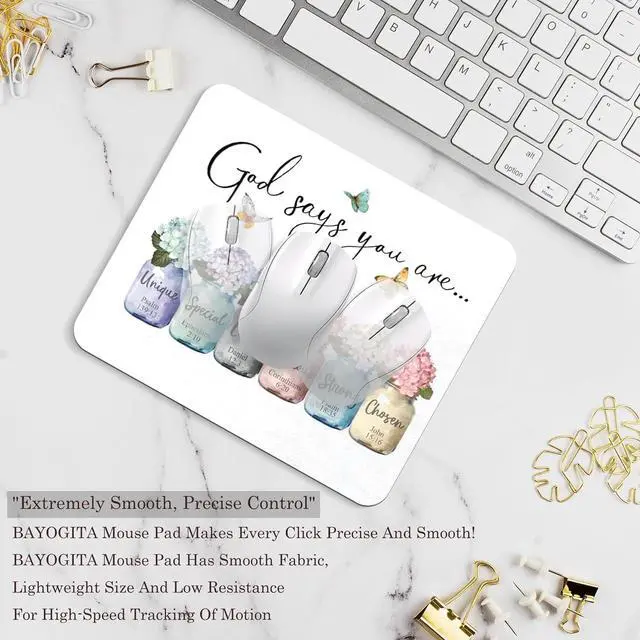 Alt view image 2 of 7 - Inspirational Christian Mouse Pad - God Says You are Mousepad Motivational Christian Office Mouse Pad Bible Verse Desk Mousepad Gifts for Employees Coworker Gifts 9.5x8 Inches