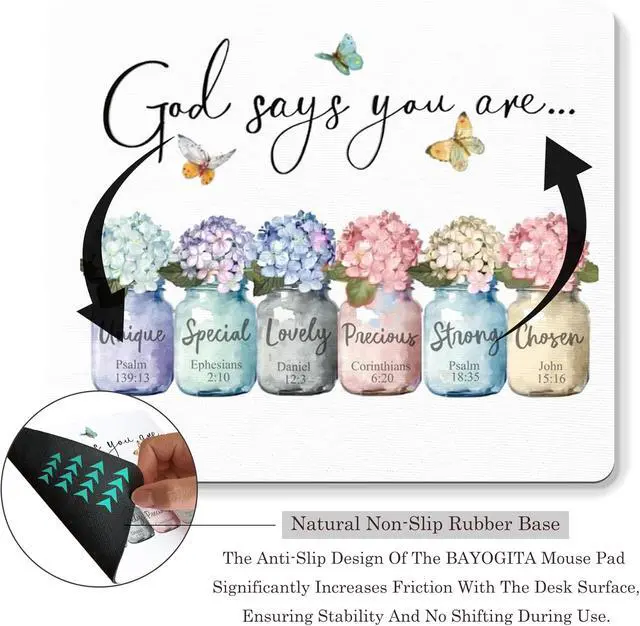 Alt view image 6 of 7 - Inspirational Christian Mouse Pad - God Says You are Mousepad Motivational Christian Office Mouse Pad Bible Verse Desk Mousepad Gifts for Employees Coworker Gifts 9.5x8 Inches