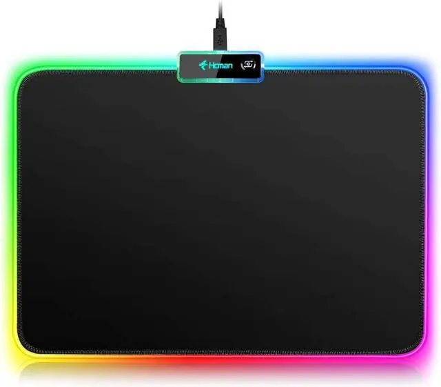 Main image of RGB Gaming Mouse Pad Small Mousepad 340×245×3mm PC Gaming Accessories LED Mouse Mat for Desk Mouse Pads Boy Gifts for Computer Gamer - Black
