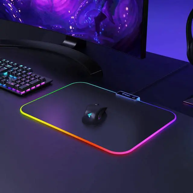 Alt view image 6 of 7 - RGB Gaming Mouse Pad Small Mousepad 340×245×3mm PC Gaming Accessories LED Mouse Mat for Desk Mouse Pads Boy Gifts for Computer Gamer - Black
