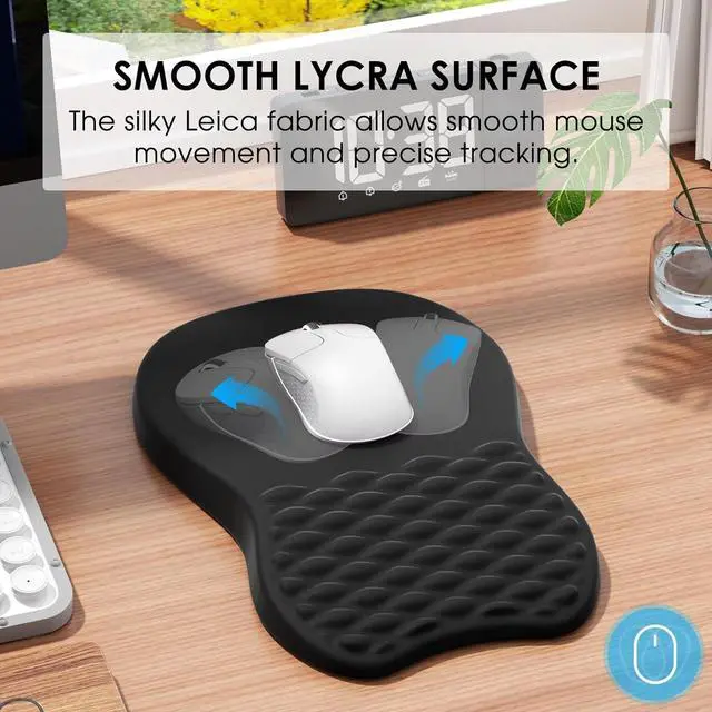 Alt view image 5 of 6 - Ergonomic Mouse Pad with Wrist Support Wrist Rest Mousepads for Carpal Tunnel Pain Relief Memory Foam Pad with Massage Bulge and Non-Slip Base for Office Home Black