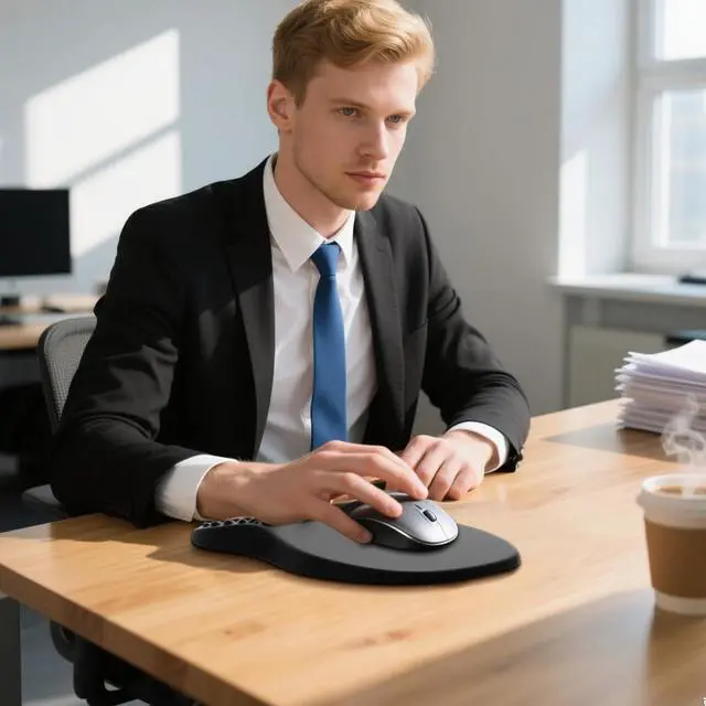 Alt view image 6 of 6 - Ergonomic Mouse Pad with Wrist Support Wrist Rest Mousepads for Carpal Tunnel Pain Relief Memory Foam Pad with Massage Bulge and Non-Slip Base for Office Home Black