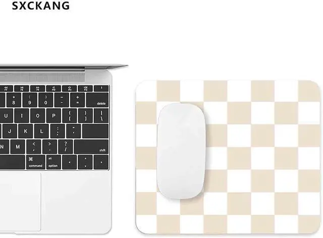 Alt view image 2 of 6 - Cute Checkered Mouse Pad Retro Beige Sand Mousepad Square Aesthetic Mice Pad Perfect Design for Gaming Computer Laptop Office Work Home Non-Slip Rubber Mouse Mat 9.5x7.9 inch