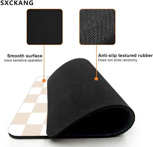 Alt view image 3 of 6 - Cute Checkered Mouse Pad Retro Beige Sand Mousepad Square Aesthetic Mice Pad Perfect Design for Gaming Computer Laptop Office Work Home Non-Slip Rubber Mouse Mat 9.5x7.9 inch