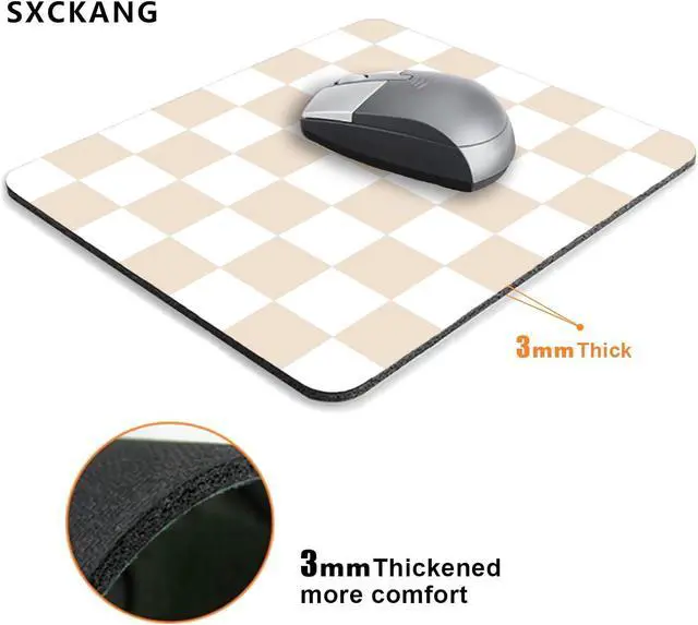 Alt view image 4 of 6 - Cute Checkered Mouse Pad Retro Beige Sand Mousepad Square Aesthetic Mice Pad Perfect Design for Gaming Computer Laptop Office Work Home Non-Slip Rubber Mouse Mat 9.5x7.9 inch
