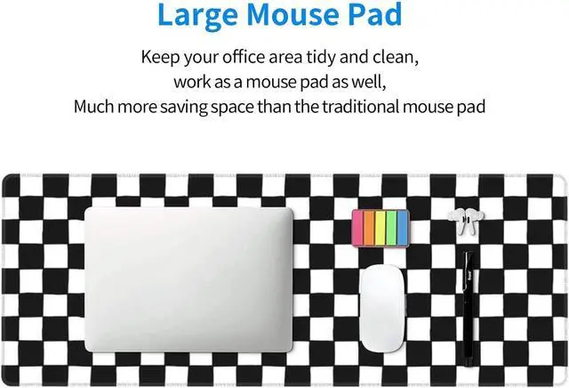 Alt view image 3 of 6 - Black and White Checkered Gaming Mouse Pad Large Mouse Pad for Desk Mat XXL XL Mousepad Big Keyboard Pad Office Desk Accessories Decor