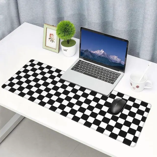 Alt view image 2 of 6 - Black and White Checkered Gaming Mouse Pad Large Mouse Pad for Desk Mat XXL XL Mousepad Big Keyboard Pad Office Desk Accessories Decor