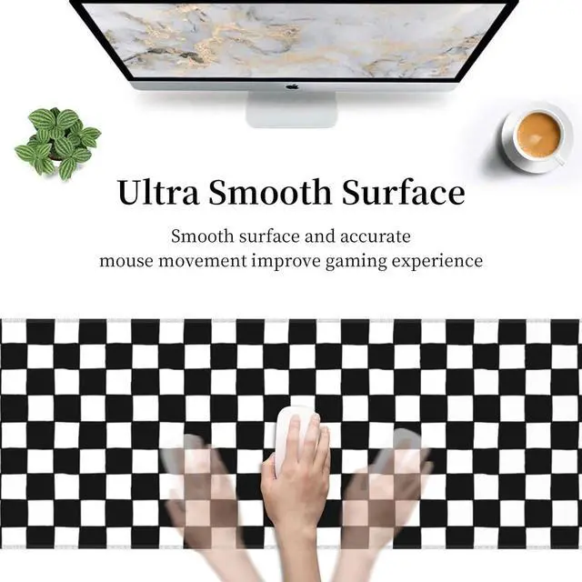 Alt view image 5 of 6 - Black and White Checkered Gaming Mouse Pad Large Mouse Pad for Desk Mat XXL XL Mousepad Big Keyboard Pad Office Desk Accessories Decor