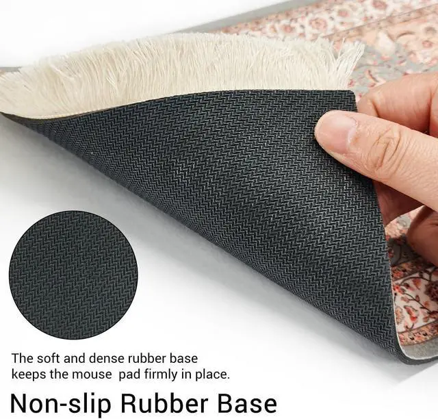 Alt view image 4 of 7 - Persian Carpet Style Mouse Pad Oriental Vintage Bohemian Rug Desk Pad Miniature Mouse Mat Coaster Table Décor for Office Home