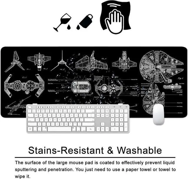 Alt view image 3 of 6 - Black Gaming Mouse Pad Large Mouse Pad XL Desk Mat 31.5x11.8x0.12 inch Large Desk Pad Design Keyboard Pad (Design -5)